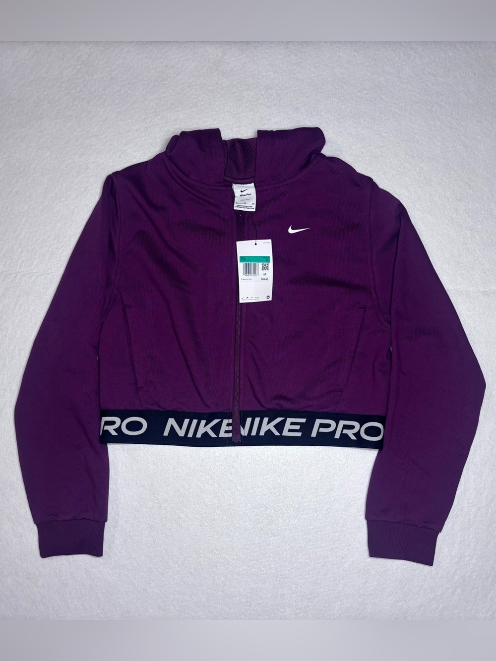 NWT Nike Pro Kids Purple Cropped Zip-Up Utility Jacket Size XL MSRP $55
